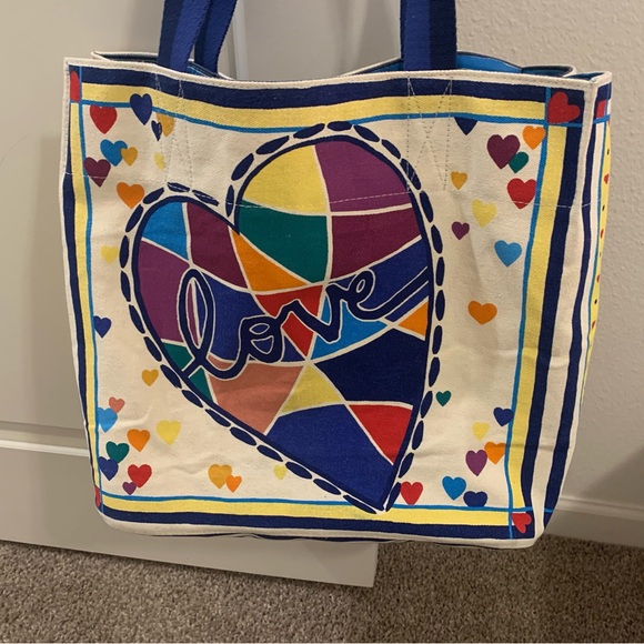 Brighton Blue and Red Heart Tote - Picture 2 of 5